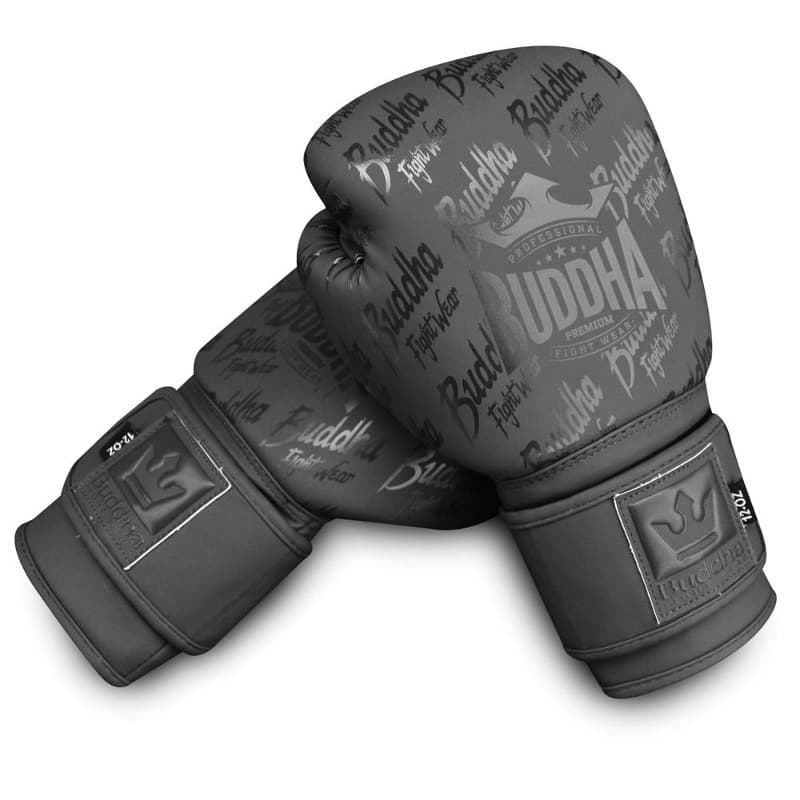 Premium Synthetic Leather Thai Boxing Gloves-Black 