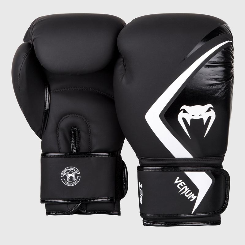 MMA Muay Thai Venum Contender Boxing Gloves Black/White Martial Arts 