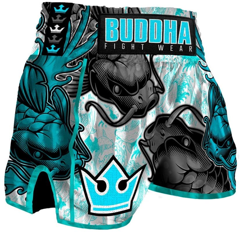 Muay Thai Shorts Buddha Retro Koi 2.0 white