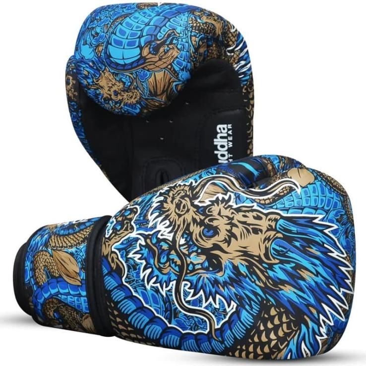 Buddha Dragon blue boxing gloves