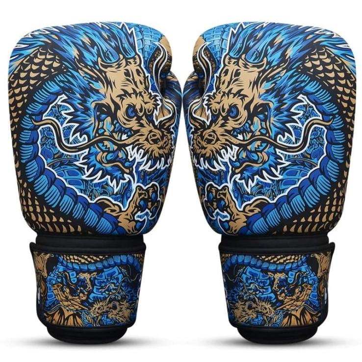 Buddha Dragon blue boxing gloves