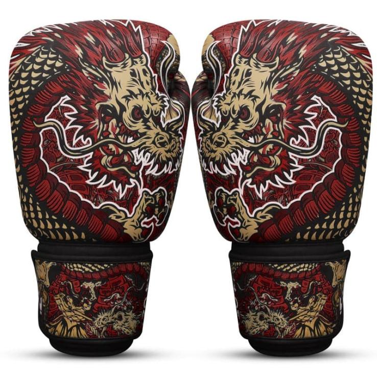 Buddha Dragon Red Boxing Gloves