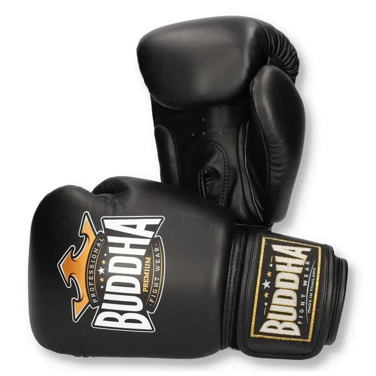 Buddha Thailand Leather Edition Boxing Gloves - Black
