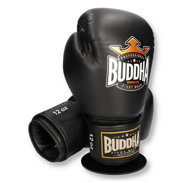 Buddha Thailand Leather Edition Boxing Gloves - Black