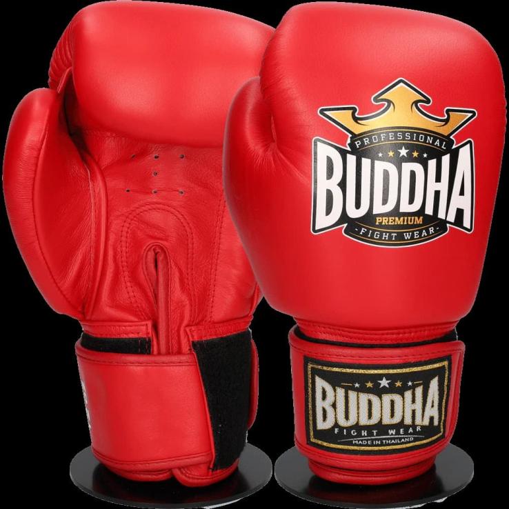 Buddha Thailand Leather Edition Boxing Gloves - Red