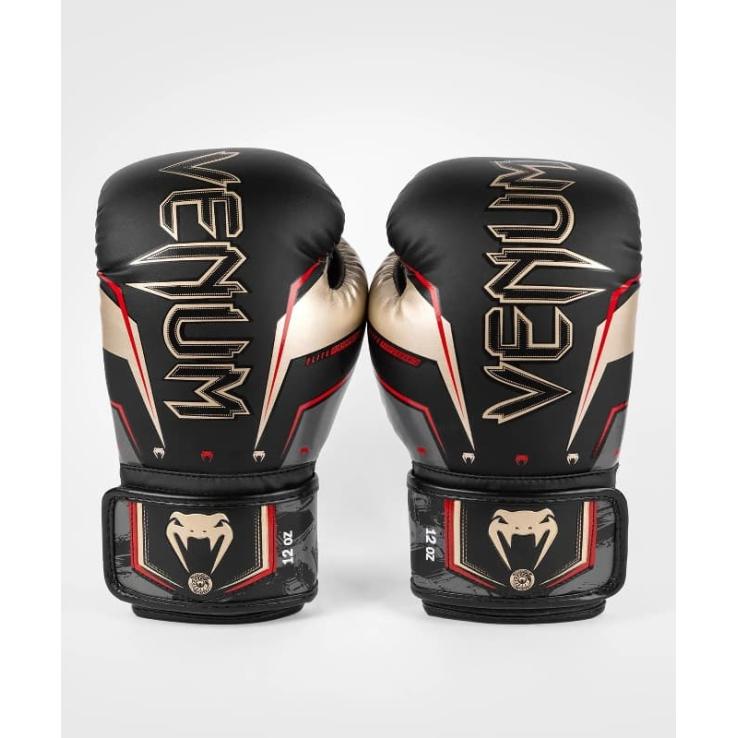 Venum Elite Evo Boxing Gloves Black/Gold/Red