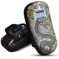 Buddha S Leather Curved Dragon Muay Thai Pads - white