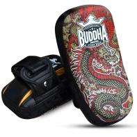 Buddha S Leather Curved Dragon Muay Thai Pads - red