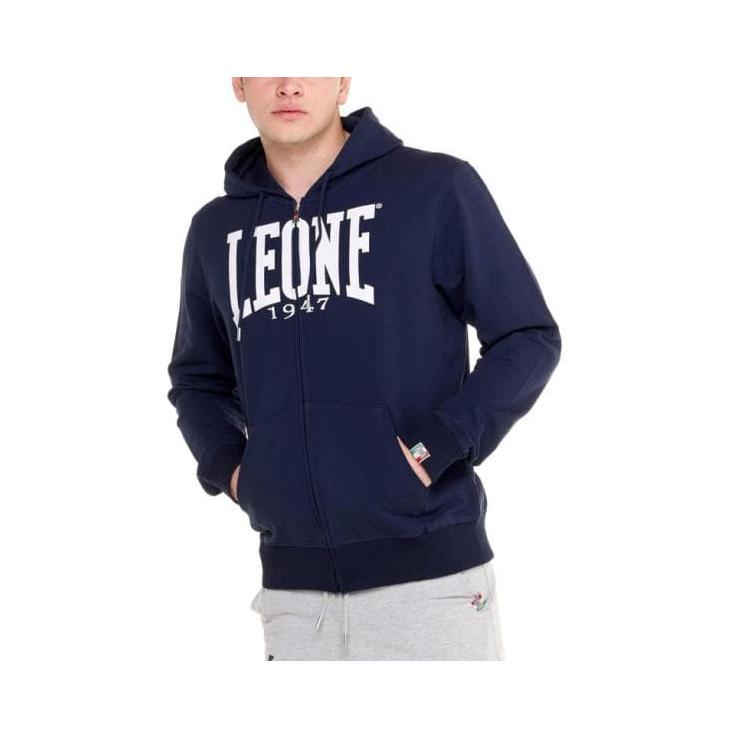 Leone Basic Logo Zip-Up Sweatshirt - Navy